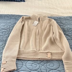 Beige Knit Cardigan with Button Details